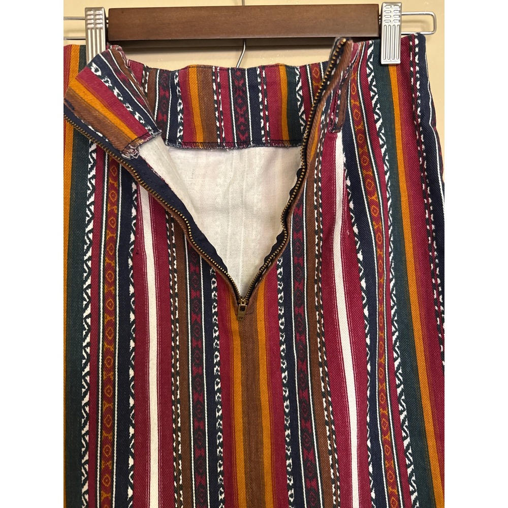Vintage South western wrap stripe Maxi Skirt Fringe back Slit sz3 Boho  Cowgirl - Picture 7 of 11